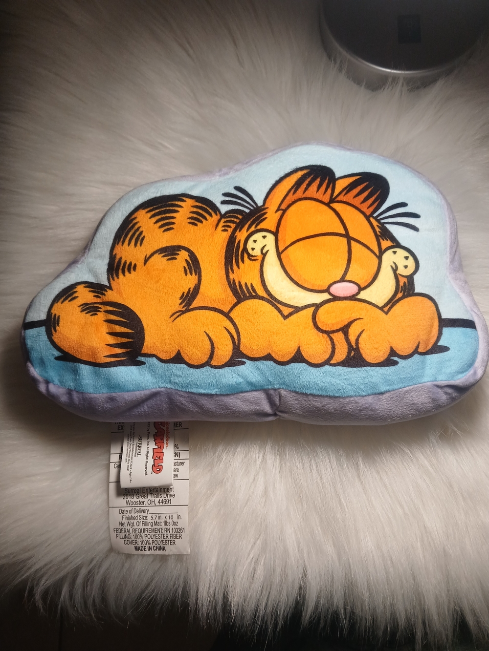 Nickelodeon Garfield Plush Pillow in Orange, Light Blue, Lavender